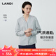 藍地（LANDI）[氣質(zhì)通勤]高級感緞面V領(lǐng)暗扣通勤長(cháng)袖襯衫女上衣2025秋新品 銀沙灰 S