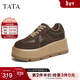 他她（TATA）糕糕鞋厚底德訓鞋女鞋子透氣松糕鞋休閑板鞋新款CX901AM5 深棕（單里） 37