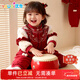 優(yōu)奇嬰兒衣服女寶寶秋冬加厚連體衣嬰幼兒百天周歲紅色喜慶過(guò)年拜年服
