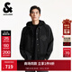 杰克·瓊斯（JACK&JONES）男裝秋季新款時(shí)尚潮流休閑青春寬松連帽牛仔襯衫外套225362003 A16深灰牛仔 常規 S
