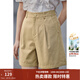 茵曼（INMAN）闊腿顯瘦短褲女士夏季新款寬松通勤高腰休閑純棉a字褲子 深卡其 28