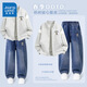 真維斯童裝男童春季套裝2026年新款男孩帥氣時(shí)髦衣服兒童潮流洋氣棒球服上衣 【兩件套】灰/J打棒球熊K-牛仔藍/J打棒球熊K 160