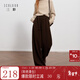 三彩2025冬季新款慵懶休閑長(cháng)褲松緊高腰寬松闊腿褲垂感顯瘦M 咖啡色 L 165/72A