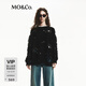 MO&Co.毛衣含綿羊毛羊駝毛漏針鏤空黑鉆飾寬松絨感搖滾風(fēng)摩安珂 黑色 M 165