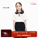 little MO&Co.抑菌 童裝女童小衫娃娃領(lǐng)短袖T恤小女生兒童上衣女孩 本白色 130 130/60