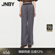 JNBY/江南布衣春夏休閑褲女羊毛復古寬松格紋直筒褲通勤5O4E1593H 966/黑灰條/格 L