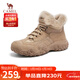 駱駝（CAMEL）工裝靴女休閑厚底高幫鞋登山鞋馬丁靴 L24W283645 卡其(加絨) 38