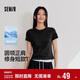 森馬（Semir）涼感T|短袖T恤女短款刺繡修身2025基礎圓領(lǐng)正肩夏裝109325100007
