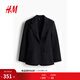 H&M女士西裝秋季通勤日常休閑墊肩長(cháng)袖大廓形外套1255649 黑色 XL 170/116 XL