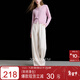 三彩2025冬季新款松緊高腰闊腿褲慵懶休閑長(cháng)褲寬松垂感顯瘦M