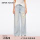 MISS SIXTY2025夏季新款含醋酸牛仔褲女直筒褲破洞鉤花波西米亞風(fēng) 淺藍 XS