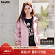 MsShe【夾棉加厚棉衣連帽外套】大碼女裝2025秋冬裝胖mm巨顯瘦棉服外套 風(fēng)衣-適中-柔霧粉色現貨 2XL