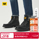 卡特（CAT）新品男士戶(hù)外休閑復古工裝靴高幫復古單鞋 黑色 42