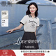 香影短袖t恤女2025夏季新款字母印花正肩學(xué)院黑白撞色POLO衫上衣 米白 T恤 M