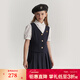 E·LAND KIDS衣戀【博主同款】藤校少女夏新品女童復古學(xué)院風(fēng)襯衫短裙套裝 Navy藏青色/59 150 cm