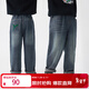茵曼（INMAN）童裝男童牛仔褲后袋刺繡秋季中大童男孩時(shí)尚彈力休閑長(cháng)褲 牛仔藍 140
