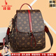 袋鼠卡拉輕奢女士雙肩包包女背包牛皮2026新款大容量旅游包真皮復古媽媽包 棕玫瑰配紅（配掛件+手包卡包）