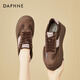 達芙妮春季新款厚底增高板鞋女新款小個(gè)子增高休閑運動(dòng)鞋高幫鞋女鞋 棕色 36