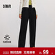 森馬（Semir）[商場(chǎng)同款]休閑褲女加絨長(cháng)褲簡(jiǎn)約冬2024仿呢闊腿褲101724127016A