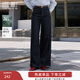 香影藏青色闊腿牛仔褲女2026春季新款高腰直筒顯瘦天絲棉休閑褲子 藏青 S 155/60A/85-95斤