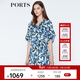 PORTS寶姿  新品女裝中袖中V領(lǐng)中袖印花連衣裙LN8D085HPT020 天蝕藍印花 XS (2)