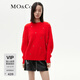 MO&Co.毛衣手工釘鉆含綿羊毛羊駝毛縫骨外露設計軟糯紅色摩安珂 大紅色 S