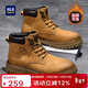 海瀾之家HLA男靴復古潮流馬丁靴男戶(hù)外秋冬工裝大黃靴子男 T121土黃色42