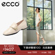 愛(ài)步（ECCO）樂(lè )福鞋女 通勤輕奢百搭單鞋簡(jiǎn)約氣質(zhì)粗跟女鞋 安妮方頭208563 石灰色20856301378 37