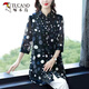 啄木鳥(niǎo)（TUCANO）雪紡襯衫女中長(cháng)款小衫七分袖上衣洋氣大碼中年媽媽裝襯衫春夏新款 黑藍波點(diǎn) 2XL 【建議145-160斤】