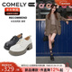 康莉（COMELY）厚底小皮鞋女25年春季牛皮系帶時(shí)尚百搭英倫深口單鞋 黑色 37 