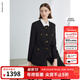 朗姿法式復古高級感氣質(zhì)肌理感短款外套秋新款時(shí)尚醋酸短外套 黑色 L