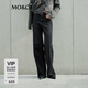 MO&Co.黑色牛仔褲中低腰寬松長(cháng)直筒棉質(zhì)黑牛褲摩安珂 牛仔黑色 M /M