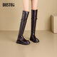 dusto大東過(guò)膝長(cháng)筒靴冬季新款女靴騎士靴瘦瘦靴女 咖啡色    37   