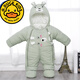 G.duck品牌新生兒冬季羽絨棉連體衣嬰兒外出服棉衣套裝寶寶包腳保暖抱衣 豆綠色小熊 80cm 80建議6-10個(gè)月