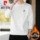 皮爾卡丹（pierre cardin）長(cháng)袖T恤男士春秋季衛衣圓領(lǐng)休閑秋衣百搭打底衫 白色 XL