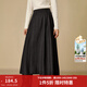 茵曼2025秋冬女裝新款復古壓褶針織半身裙顯瘦高腰中長(cháng)款A字裙 貴族灰 S