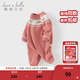 戴維貝拉（DAVE＆BELLA）加絨百天寶寶換衣服新生兒爬服保暖小童睡衣幼童連體衣冬季新款 深粉色【現貨】 80cm （建議身高73-80cm）