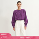 Fabrique 純棉刺繡風(fēng)琴褶蕾絲圓領(lǐng)襯衫2025早秋新品 深莓紫 S