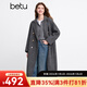 百圖betu女裝冬季新款毛呢外套西裝領(lǐng)綿羊毛氣質(zhì)大衣外套2412X01 深灰 L