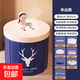 泡澡桶折疊大人家用成人汗蒸自動(dòng)加熱浴缸泡浴桶全身保溫沐浴桶盆 速開(kāi)【藍色鹿80直徑】加熱款