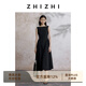 致知ZHIZHI 宣清瀅 無(wú)袖連衣裙女2025夏季新款流行一字領(lǐng)設計 黛黑 XS