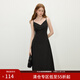 范思藍恩腰精裙氣質(zhì)V領(lǐng)芭蕾風(fēng)吊帶連衣裙女春季2025新款無(wú)袖裙子 黑色 S