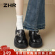 ZHR單鞋女學(xué)院風(fēng)花朵皮鞋厚底時(shí)尚樂(lè )福鞋粗跟百搭女鞋AH579P黑色40