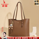 袋鼠卡拉生日送奢侈品包包女包2026新款時(shí)尚百搭真皮單肩包女包媽媽托特包 可可棕（禮盒裝+掛件+手包卡包） 大包長(cháng)32-厚11-高28厘米