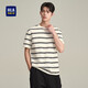 HLA海瀾之家短袖T恤男撞色條紋時(shí)尚圓領(lǐng)短袖男夏季