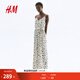 H&M女士連體衣2025年秋季新款腰部系帶時(shí)尚印花連身褲1295327 奶油色/黑色花卉 XS 155/80