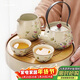 原和虞美人功夫茶具套裝中式汝瓷提梁泡茶壺陶瓷干泡茶盤(pán)輕奢高檔