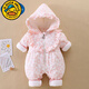 G.duck嬰兒棉服春秋冬加厚棉服冬裝連體衣女寶寶外出服抱服新生兒加厚童 粉色 雛菊 90cm 19-22斤