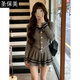 圣保美針織毛衣連衣裙女秋冬季2026新款學(xué)院風(fēng)小個(gè)子韓系穿搭短裙子套裝 灰色套裝 S