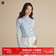 播半高領(lǐng)碎花T恤女修身內搭辣妹別致上衣DDR1YD5133 B14碧落藍花 碧落藍花 M